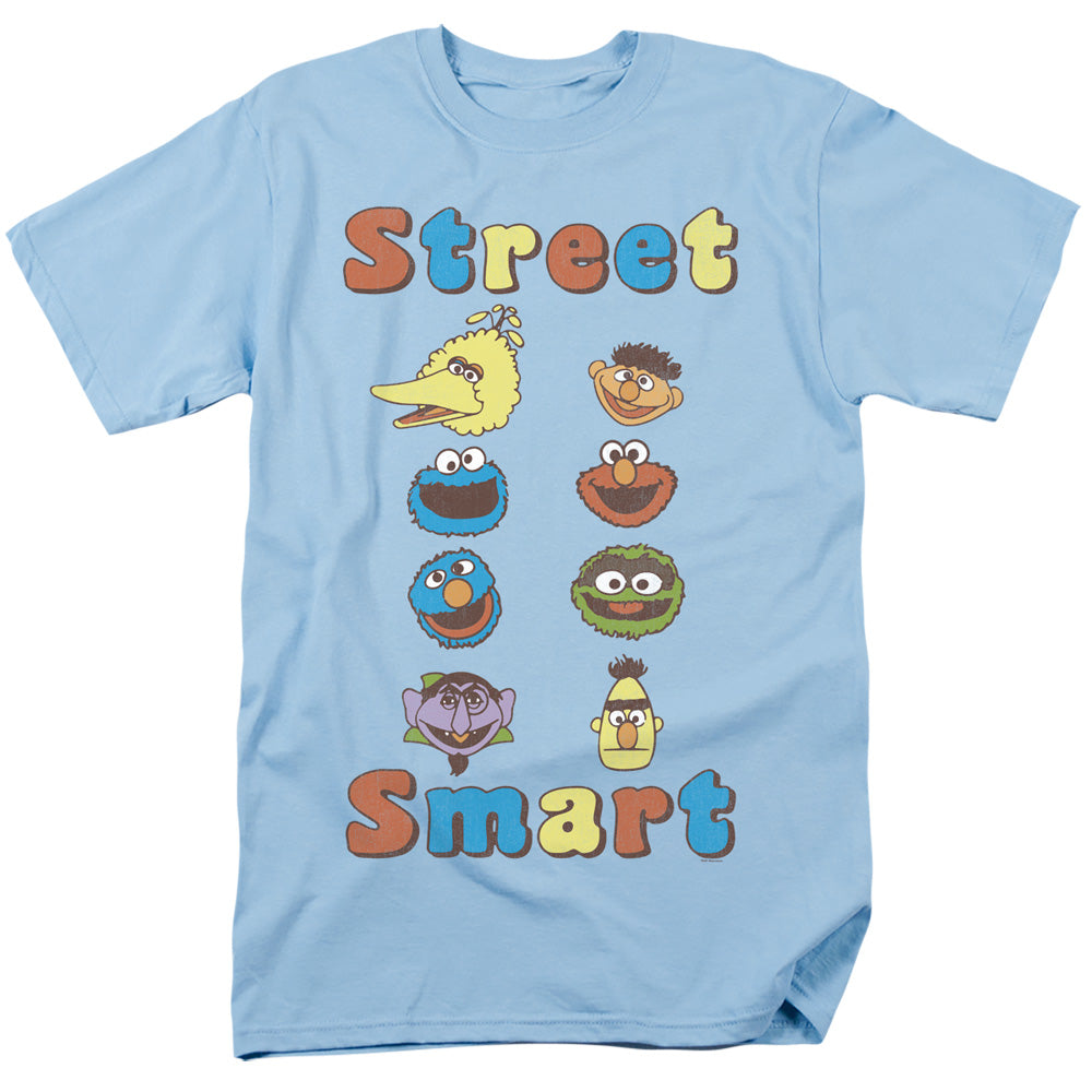 Sesame Street Street Art Mens T Shirt Light Blue Officially Licensed