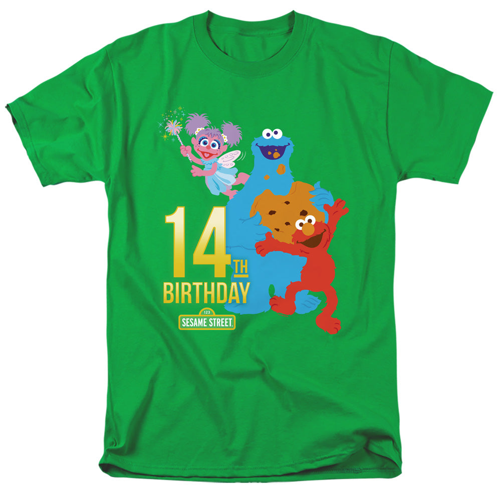 Sesame Street 14Th Birthday Mens T Shirt Kelly Green Officially Licensed