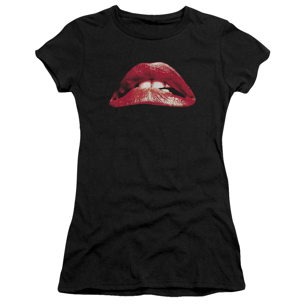 The Rocky Horror Picture Show Classic Lips Junior Sheer Cap Sleeve Womens T Shirt Black