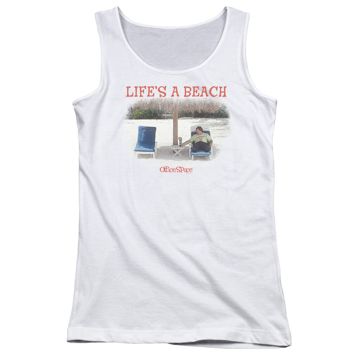 Office Space Lifes A Beach Womens Tank Top Shirt White