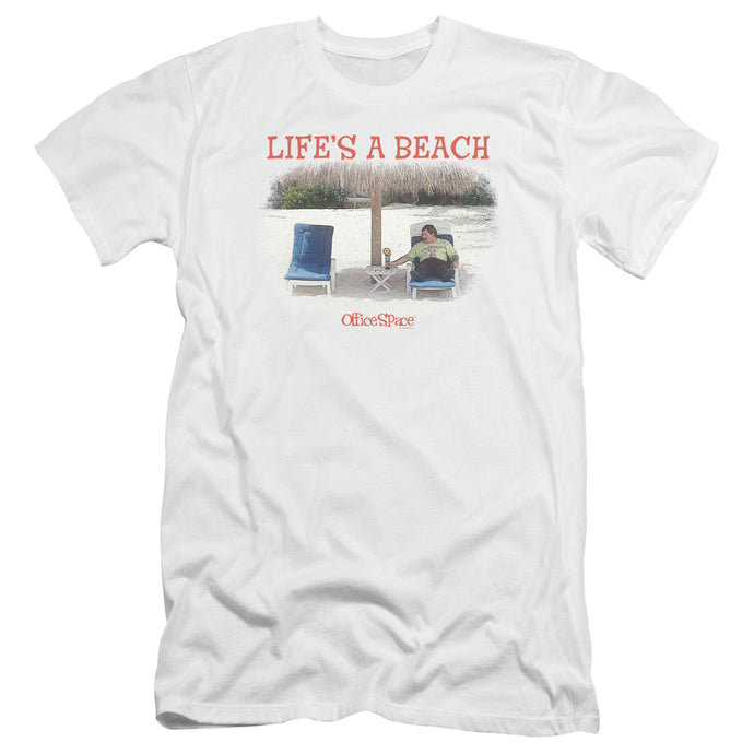 Office Space Lifes A Beach Premium Bella Canvas Slim Fit Mens T Shirt White