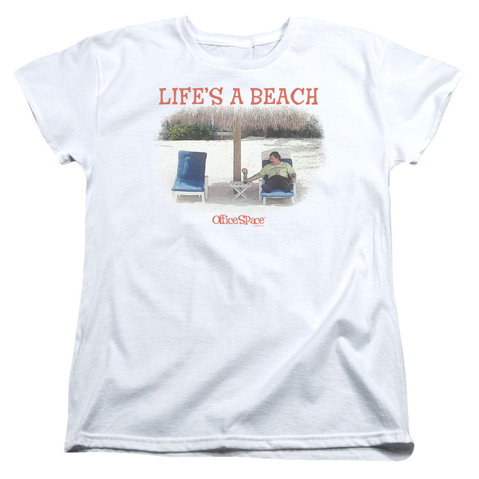 Office Space Lifes A Beach Womens T Shirt White