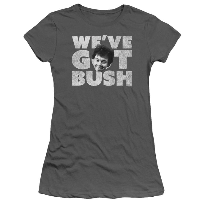 Revenge Of The Nerds Weve Got Bush Junior Sheer Cap Sleeve Womens T Shirt Charcoal