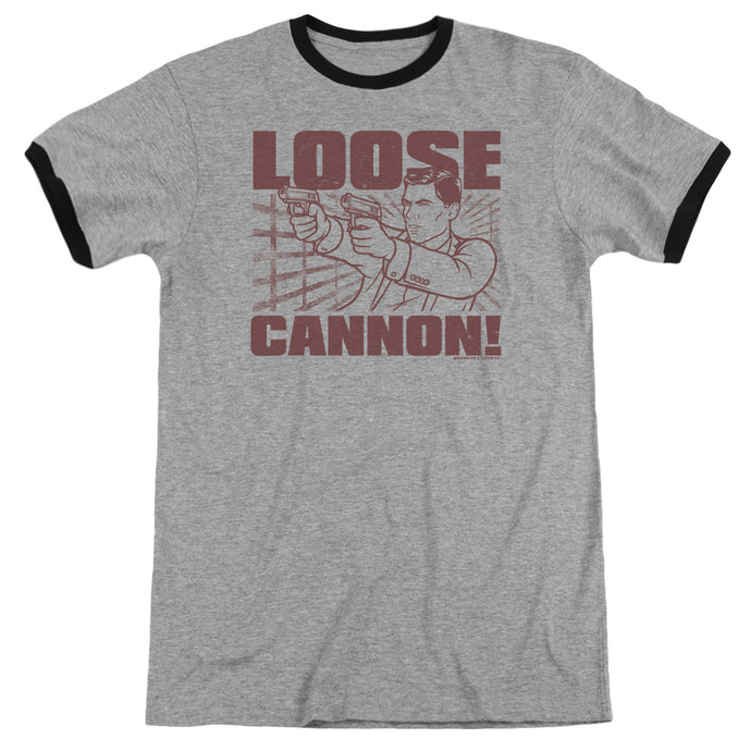 Archer Loose Cannon Heather Ringer Mens T Shirt Heather