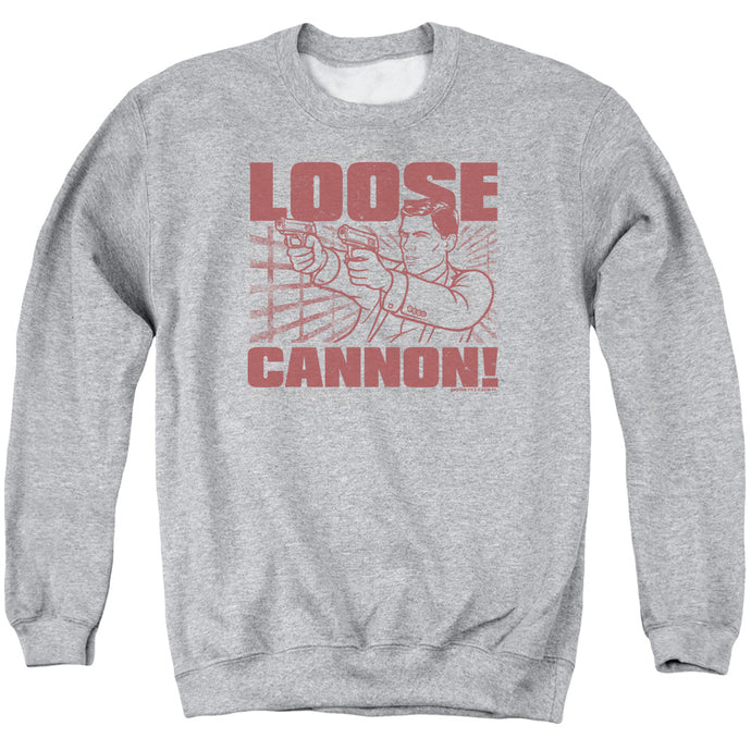 Archer Loose Cannon Mens Crewneck Sweatshirt Athletic Heather