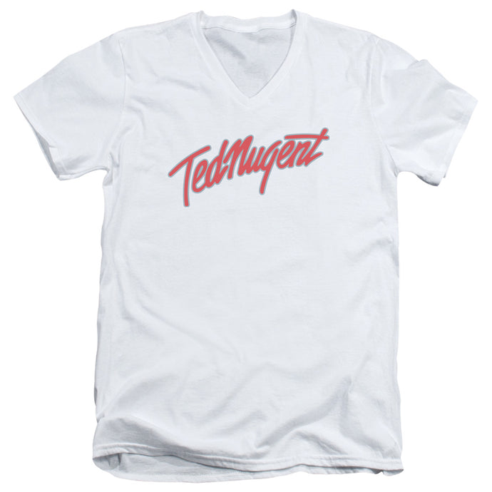 Ted Nugent Clean Logo Mens Slim Fit V-Neck T Shirt White