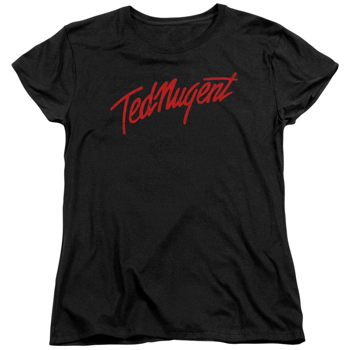 Ted Nugent Distress Logo Womens T Shirt Black