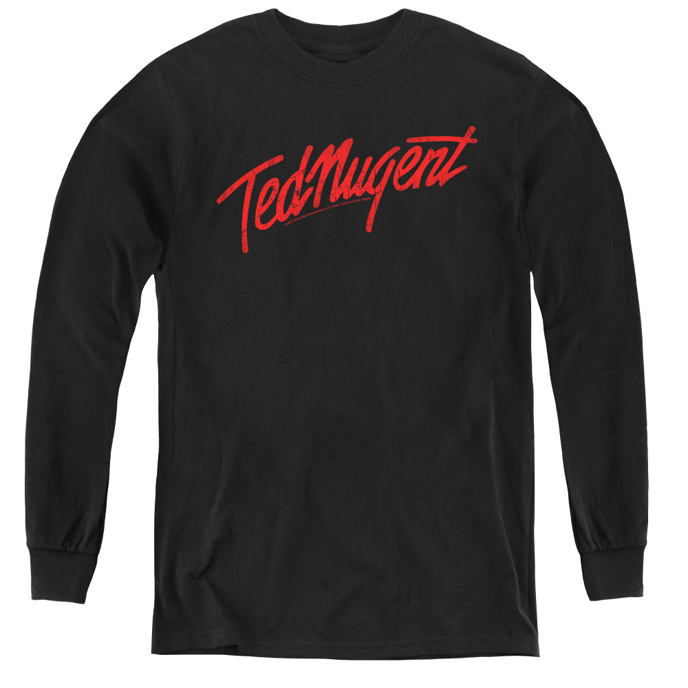 Ted Nugent Distress Logo Long Sleeve Kids Youth T Shirt Black