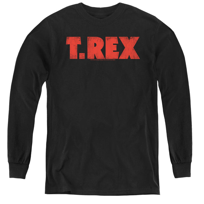 T Rex Logo Long Sleeve Kids Youth T Shirt Black