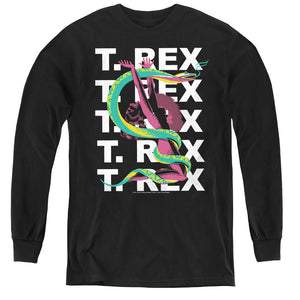 T Rex Snake Long Sleeve Kids Youth T Shirt Black