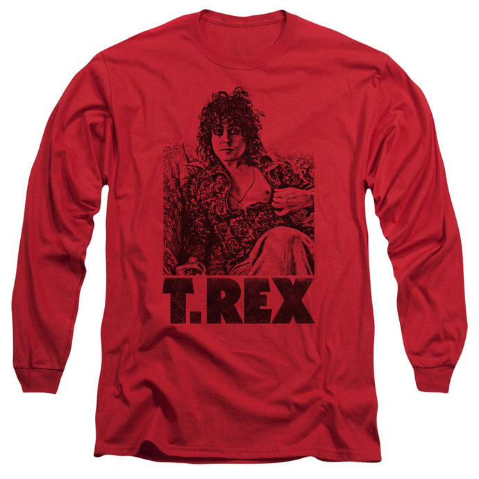 T Rex Lounging Mens Long Sleeve Shirt Red