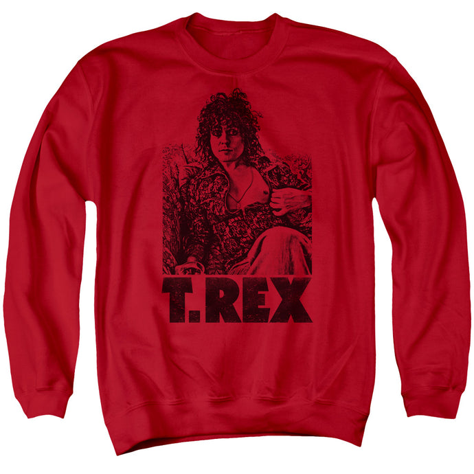 T Rex Lounging Mens Crewneck Sweatshirt Red