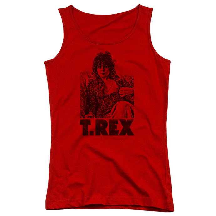 T Rex Lounging Womens Tank Top Shirt Red