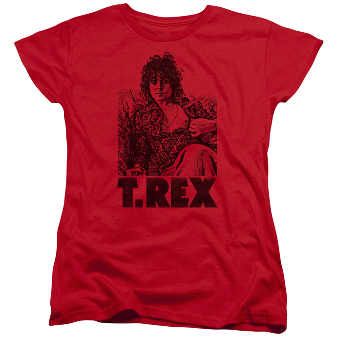 T Rex Lounging Womens T Shirt Red