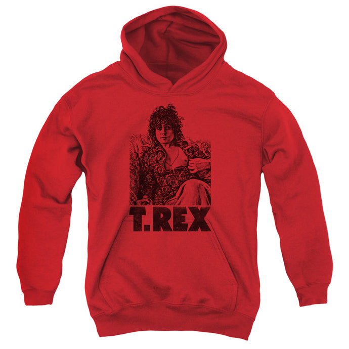T Rex Lounging Kids Youth Hoodie Red