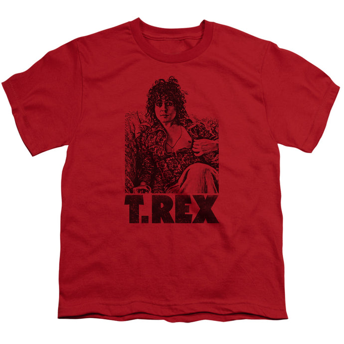 T Rex Lounging Kids Youth T Shirt Red