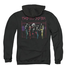 Load image into Gallery viewer, Twisted Sister Neon Gate Back Print Zipper Mens Hoodie Black