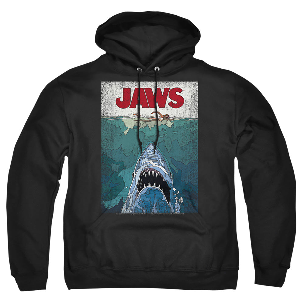 Jaws Lined Poster Mens Hoodie Black