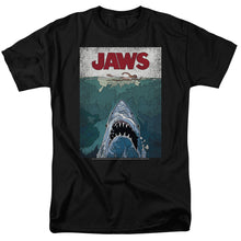Load image into Gallery viewer, Jaws Lined Poster Mens T Shirt Black