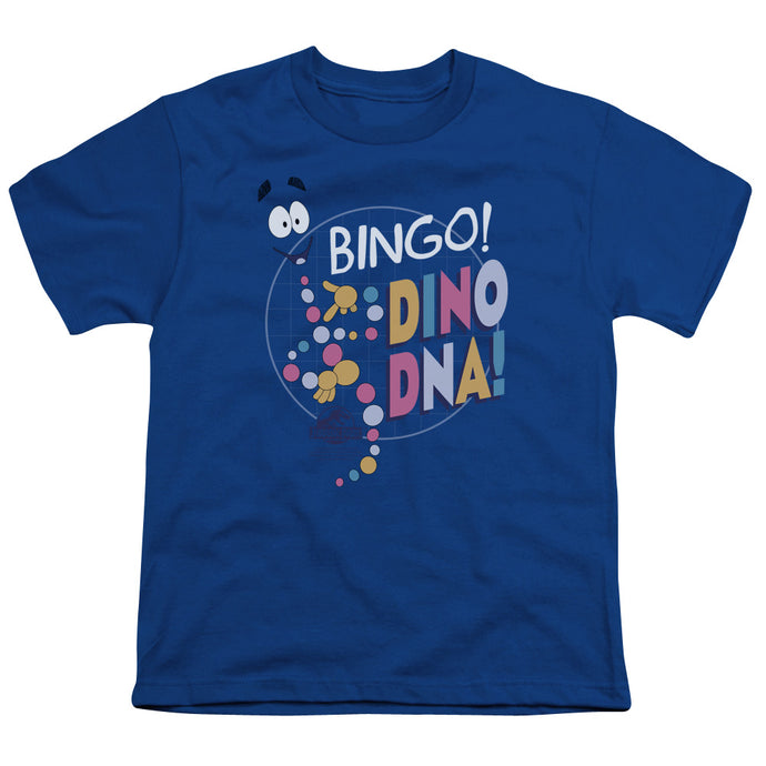 Jurassic Park Bingo Dino DNA Kids Youth T Shirt Royal Blue