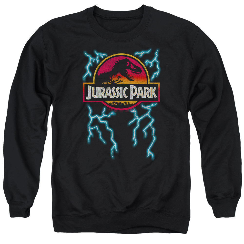 Jurassic Park Lightning Logo Mens Crewneck Sweatshirt Black