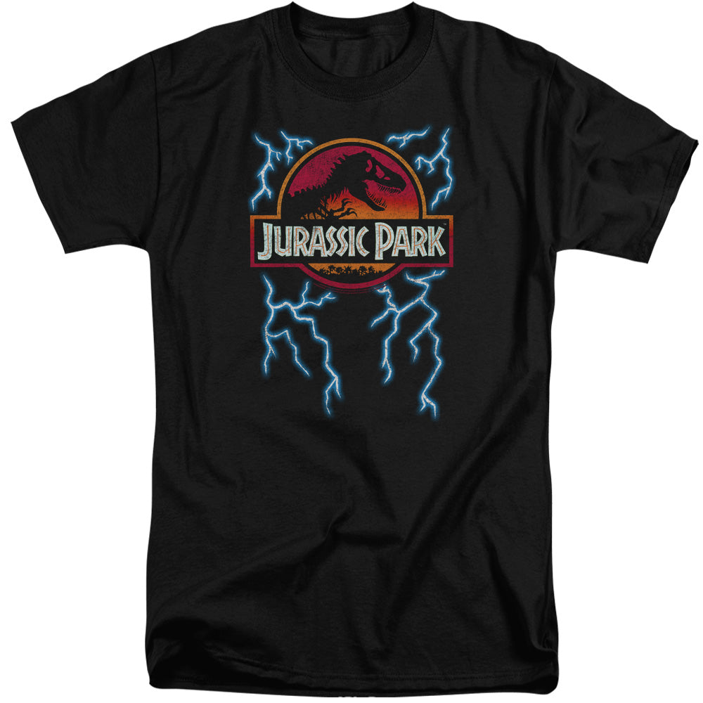 Jurassic Park Lightning Logo Mens Tall T Shirt Black