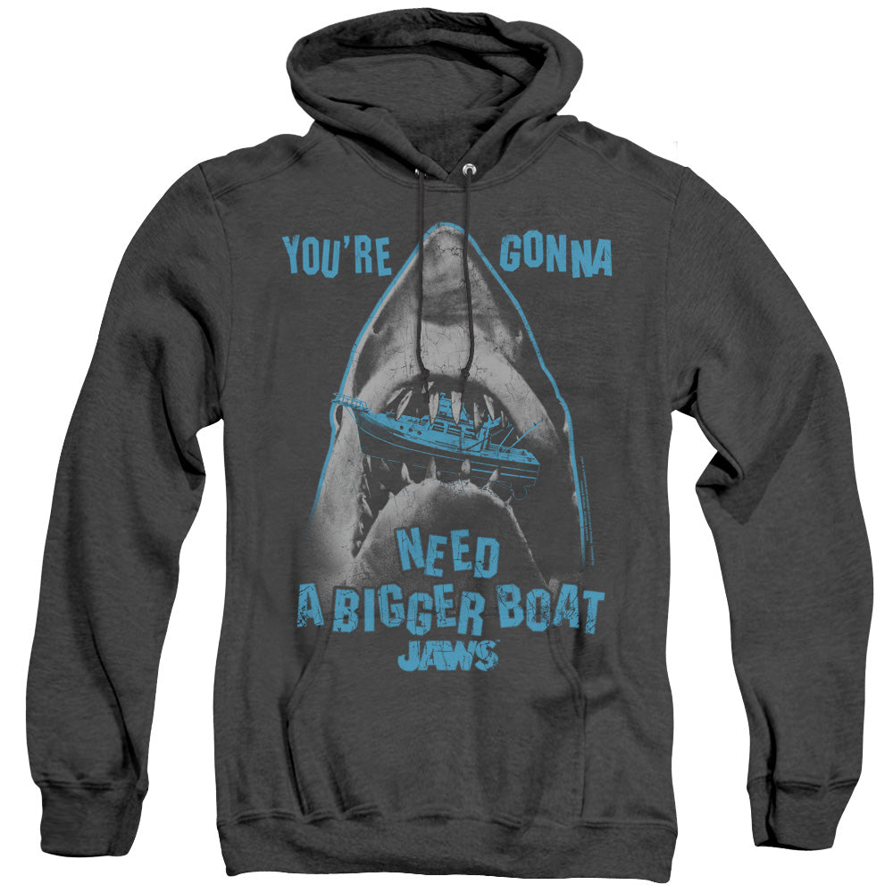 Jaws Boat In Mouth Heather Mens Hoodie Black