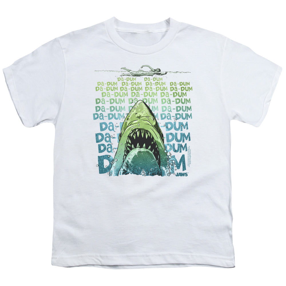 Jaws Da Dum Kids Youth T Shirt White