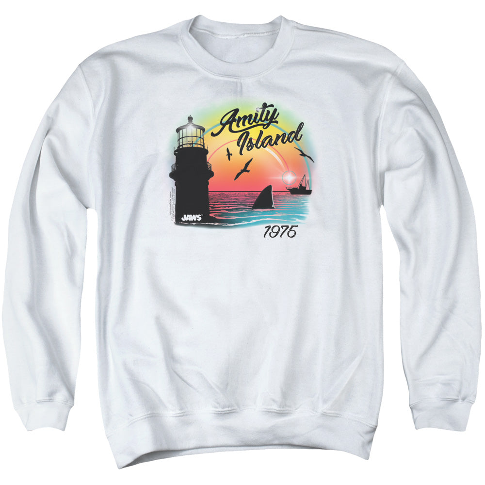 Jaws Amity Island Mens Crewneck Sweatshirt White
