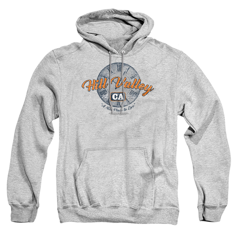 Back To The Future Hill Valley Mens Hoodie Athletic Heather Officially Licensed