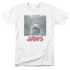 Jaws Distressed Jaws Mens T Shirt White