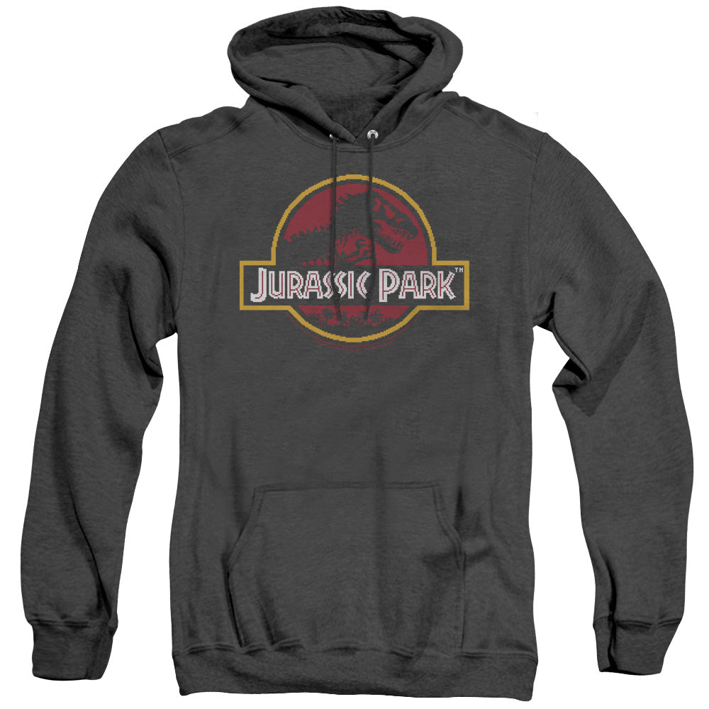 Jurassic Park 8 Bit Logo Heather Mens Hoodie Black
