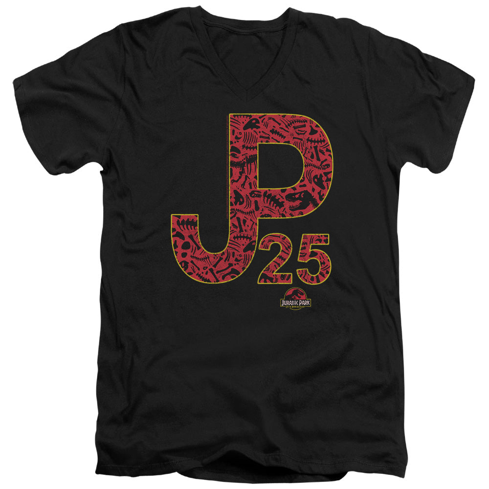 Jurassic Park JP 25 Mens Slim Fit V-Neck T Shirt Black