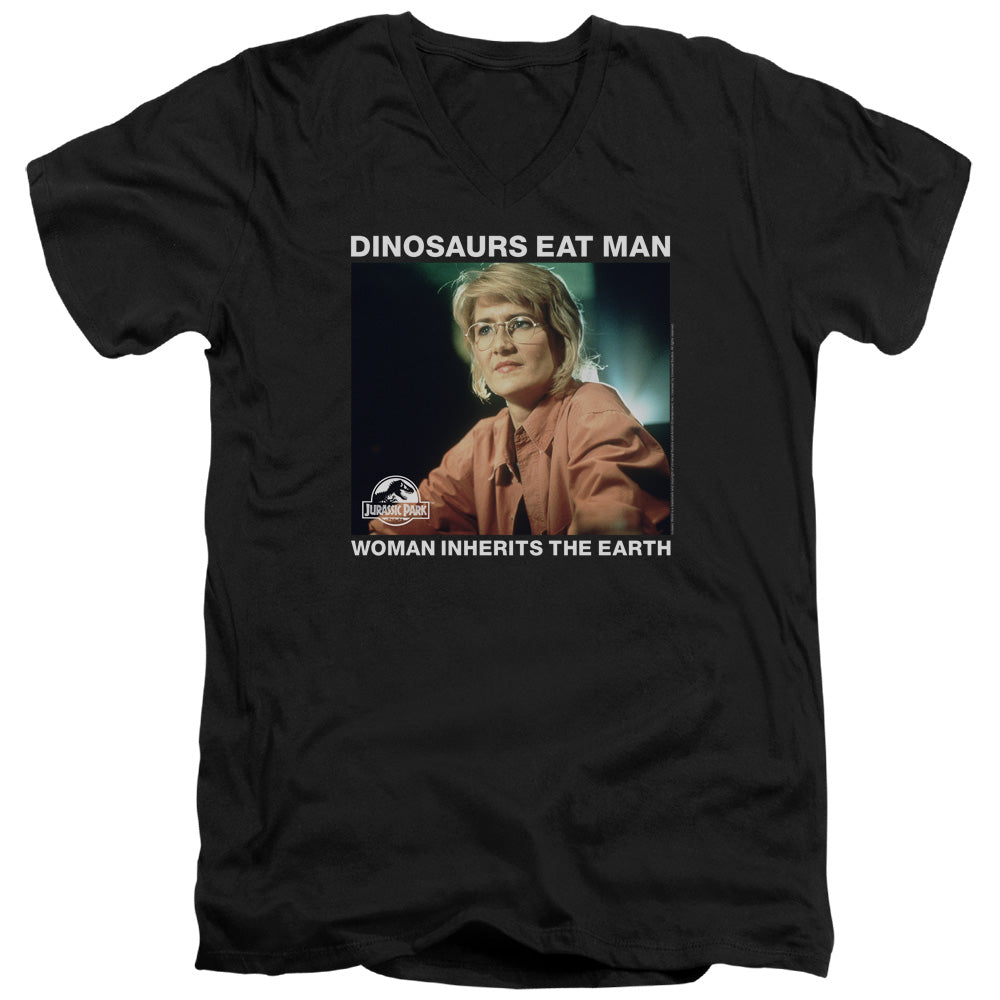 Jurassic Park Inherit Mens Slim Fit V-Neck T Shirt Black