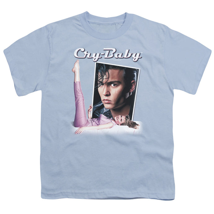 Cry Baby Title Kids Youth T Shirt Light Blue
