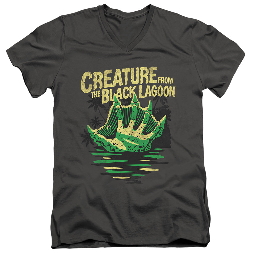 Universal Monsters Creature Breacher Mens Slim Fit V-Neck T Shirt Charcoal