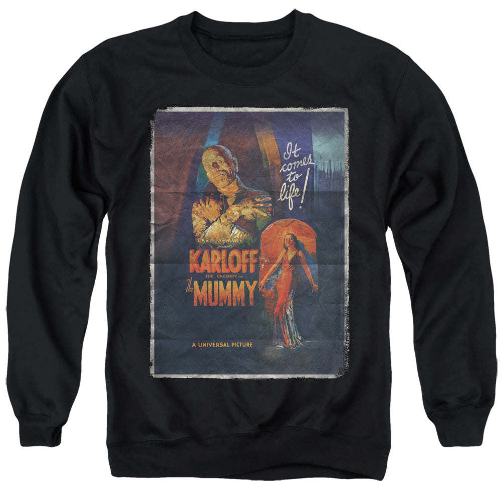 Universal Monsters Mummy One Sheet Mens Crewneck Sweatshirt Black