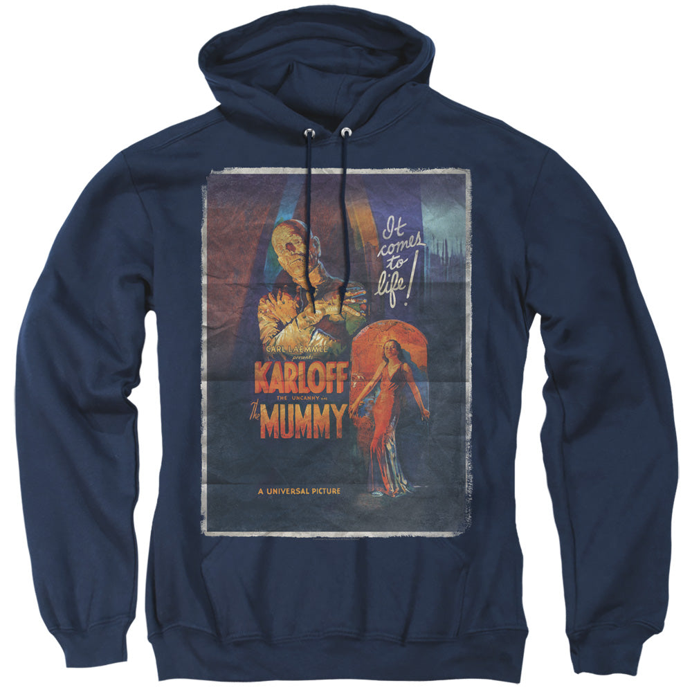 Universal Monsters Mummy One Sheet Mens Hoodie Navy Blue