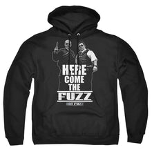Load image into Gallery viewer, Hot Fuzz Here Come The Fuzz Mens Hoodie Black