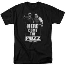 Load image into Gallery viewer, Hot Fuzz Here Come The Fuzz Mens T Shirt Black