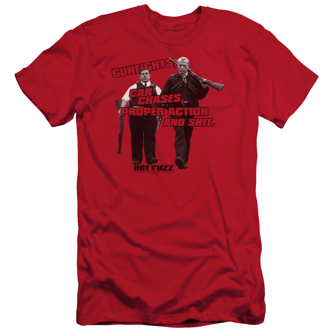 Hot Fuzz Days Work Slim Fit Mens T Shirt Red