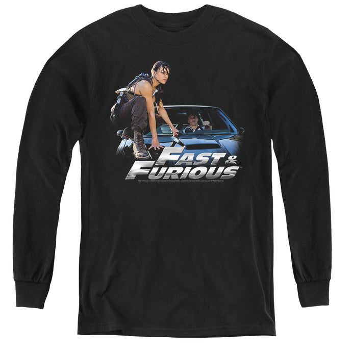Fast And The Furious Car Ride Long Sleeve Kids Youth T Shirt Black