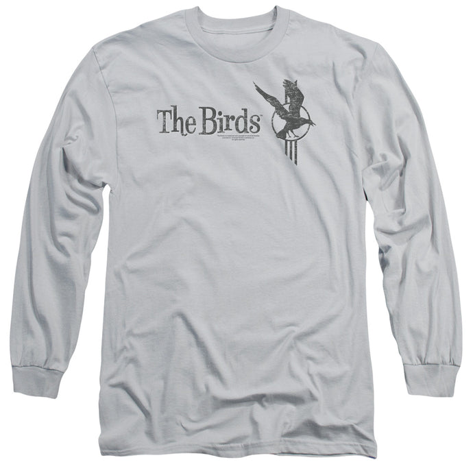 The Birds Distressed Mens Long Sleeve Shirt Silver