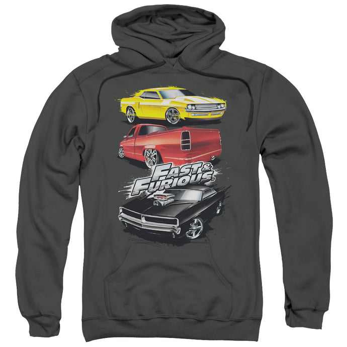 Fast And The Furious Muscle Car Splatter Mens Hoodie Charcoal