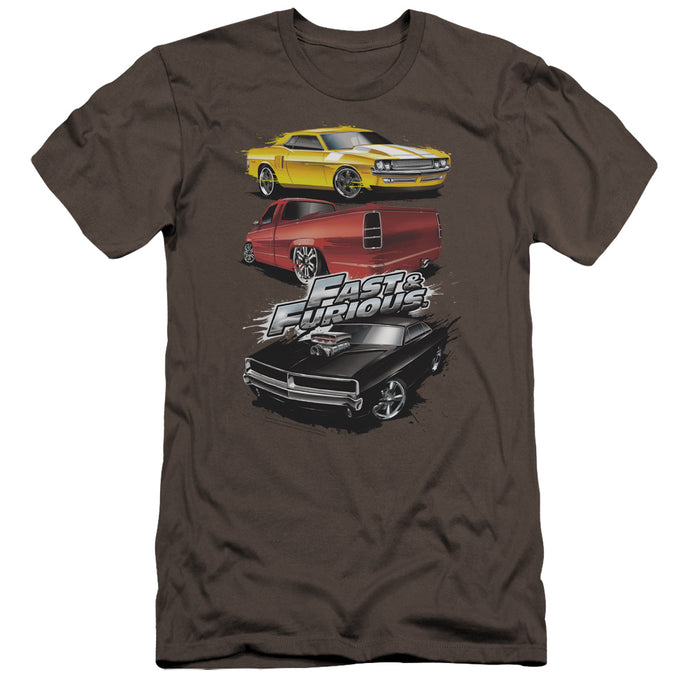 Fast And The Furious Muscle Car Splatter Premium Bella Canvas Slim Fit Mens T Shirt Charcoal
