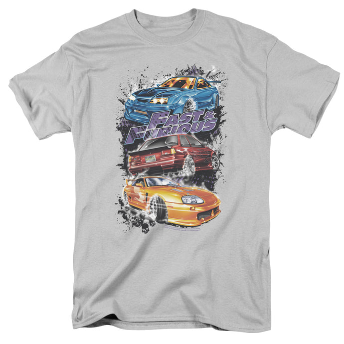 Fast And The Furious Smokin Street Cars Mens T Shirt Silver