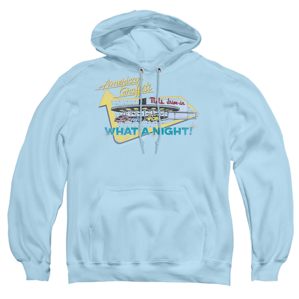 American Graffiti Mels Drive In Mens Hoodie Light Blue Light Blue Officially Licensed