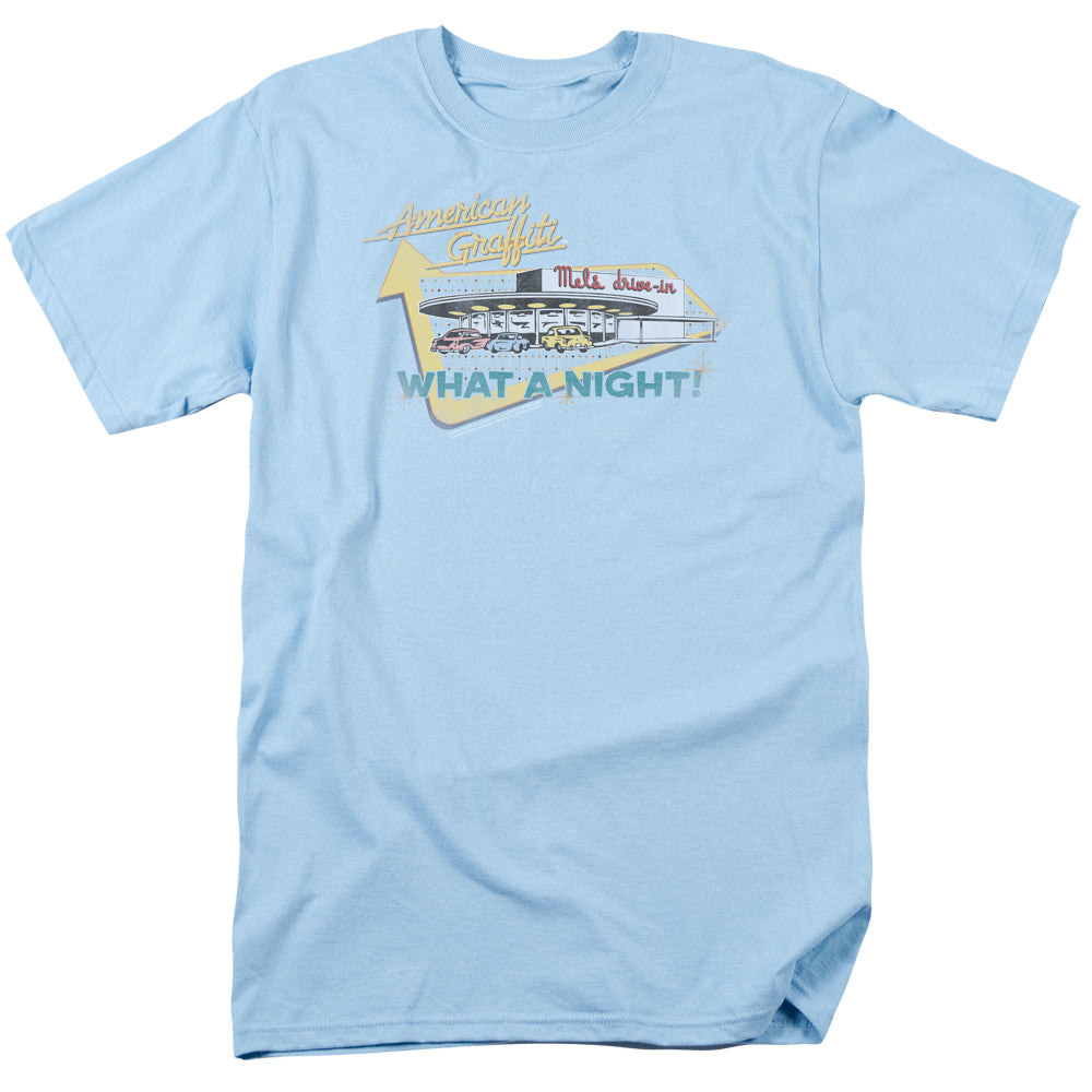 American Graffiti Mels Drive In Mens T Shirt Light Blue Light Blue Officially Licensed