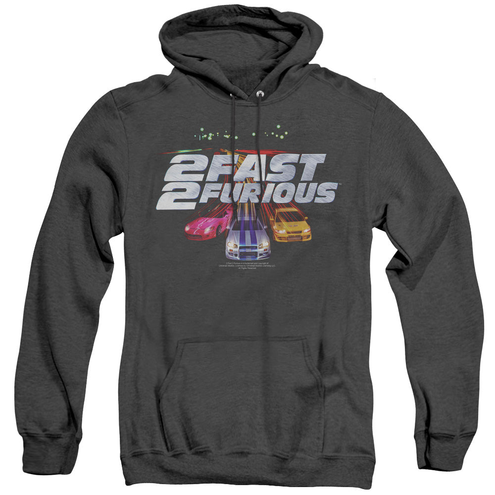 2 Fast 2 Furious Logo Mens Heather Hoodie Black Black Officially Licensed