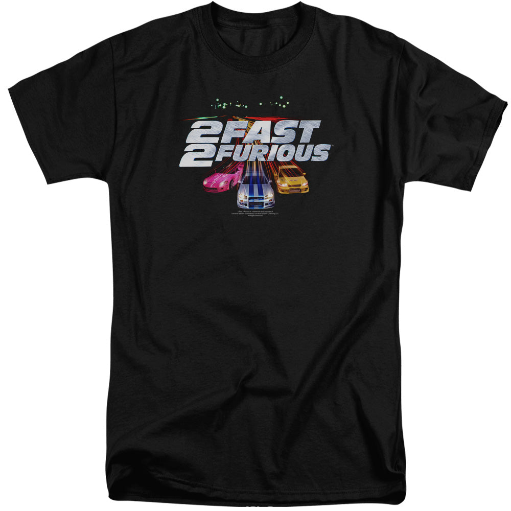 2 Fast 2 Furious Logo Mens Tall T Shirt Black Black Officially Licensed